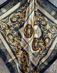 35X35" Black and Gold Floral Wild Rag / Scarf WR3391