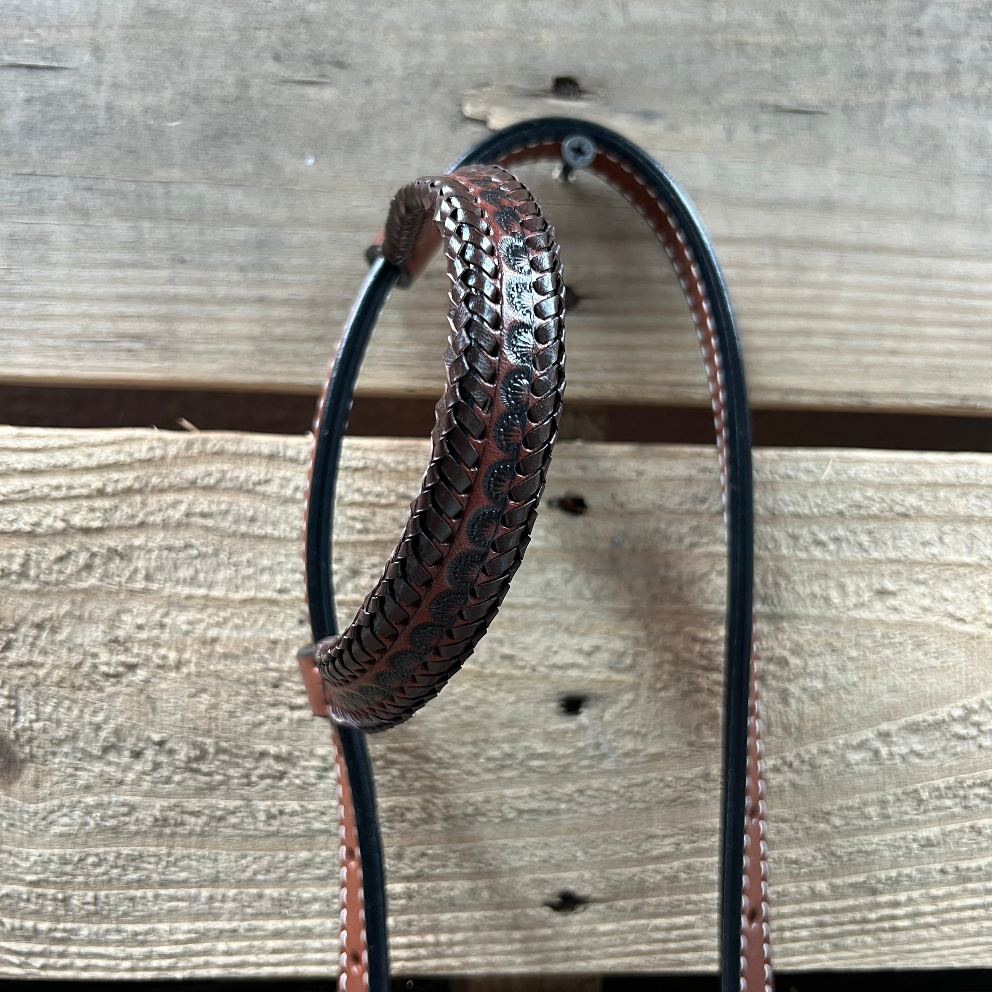 Dark Oil Braid Texas Star Browband Tack Set  
