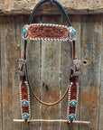 Whipstitch Copper and Turquoise Browband 