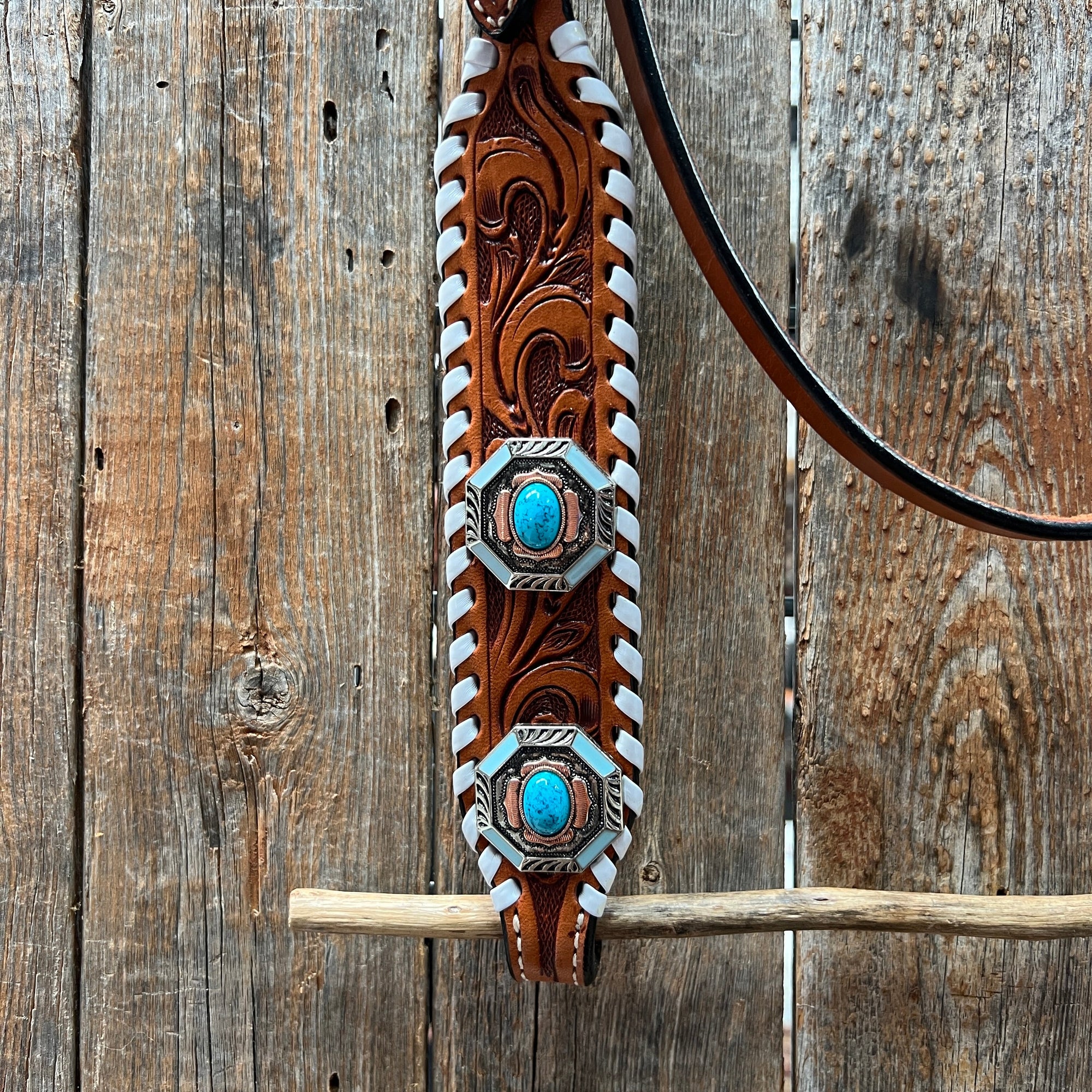 Whipstitch Copper and Turquoise Browband 