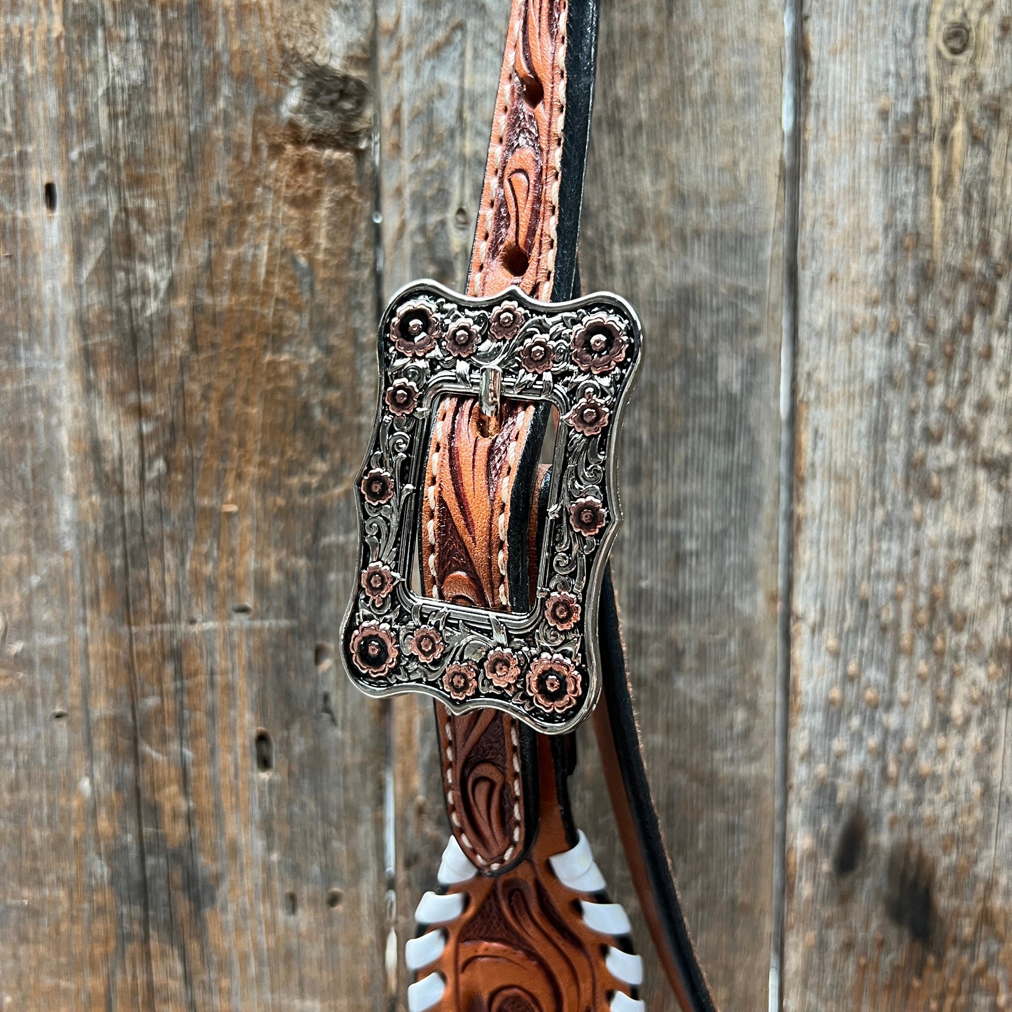 Whipstitch Copper and Turquoise Browband 