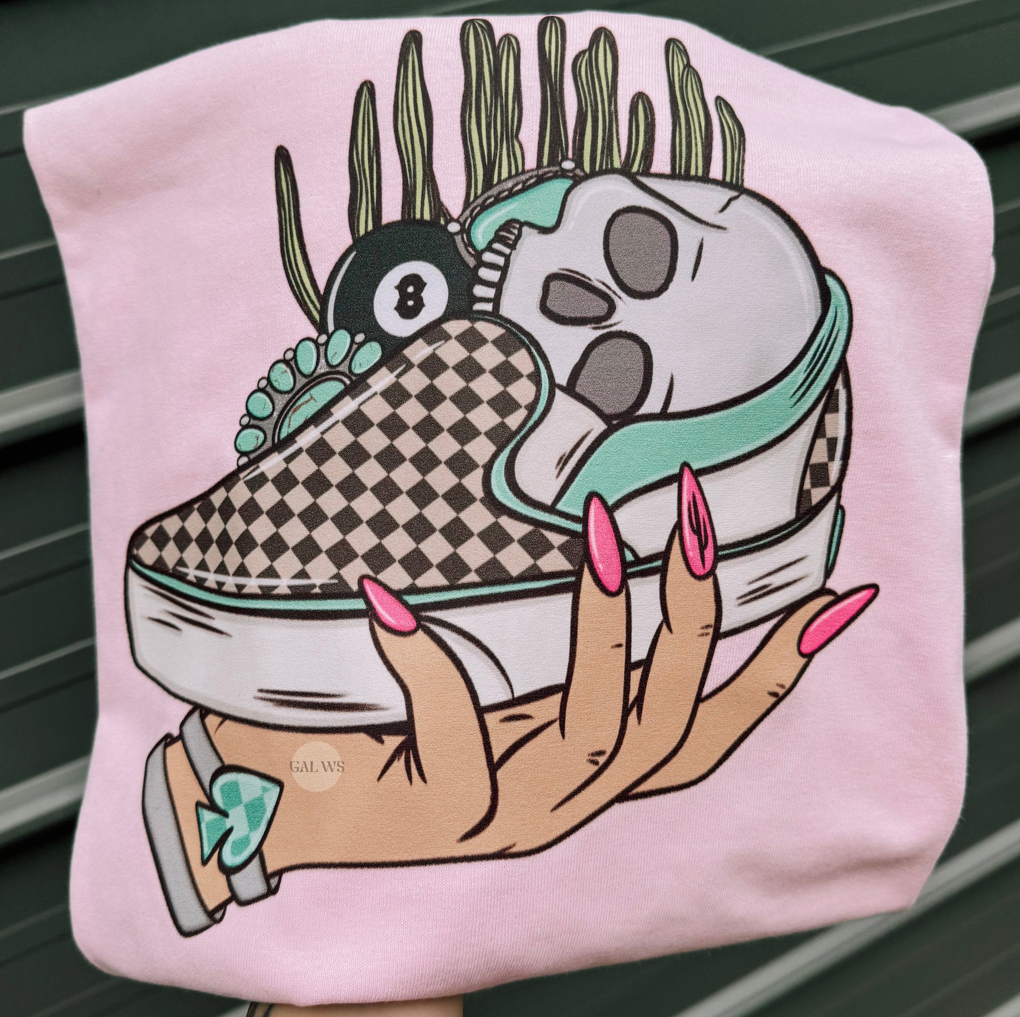 checker shoe &amp; skull tee or sweatshirt