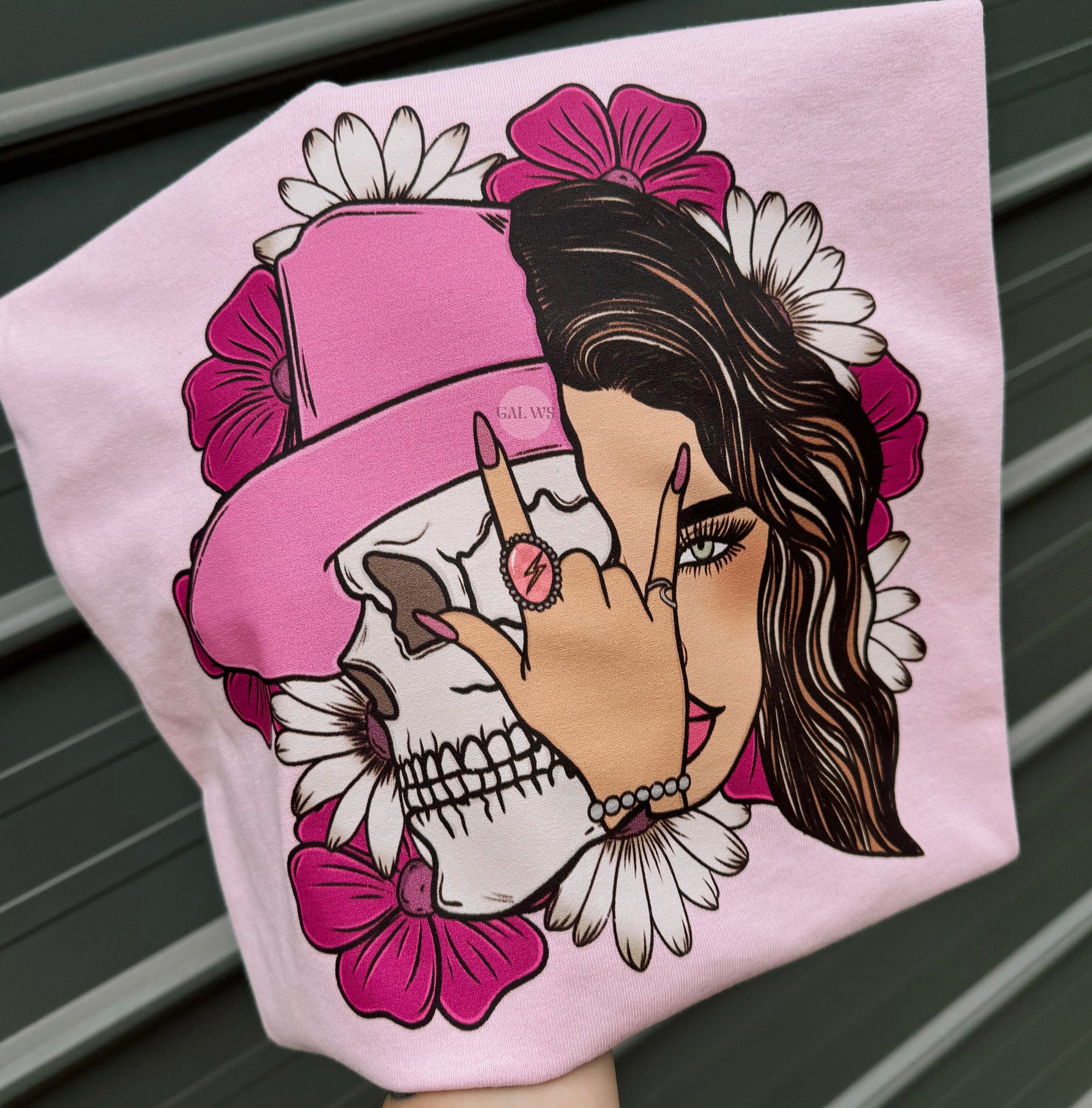 Dark pink cowgirl &amp; skull tee or sweatshirt