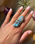 2-Stone Golden Hills Turquoise Sterling Silver Ring – Adjustable