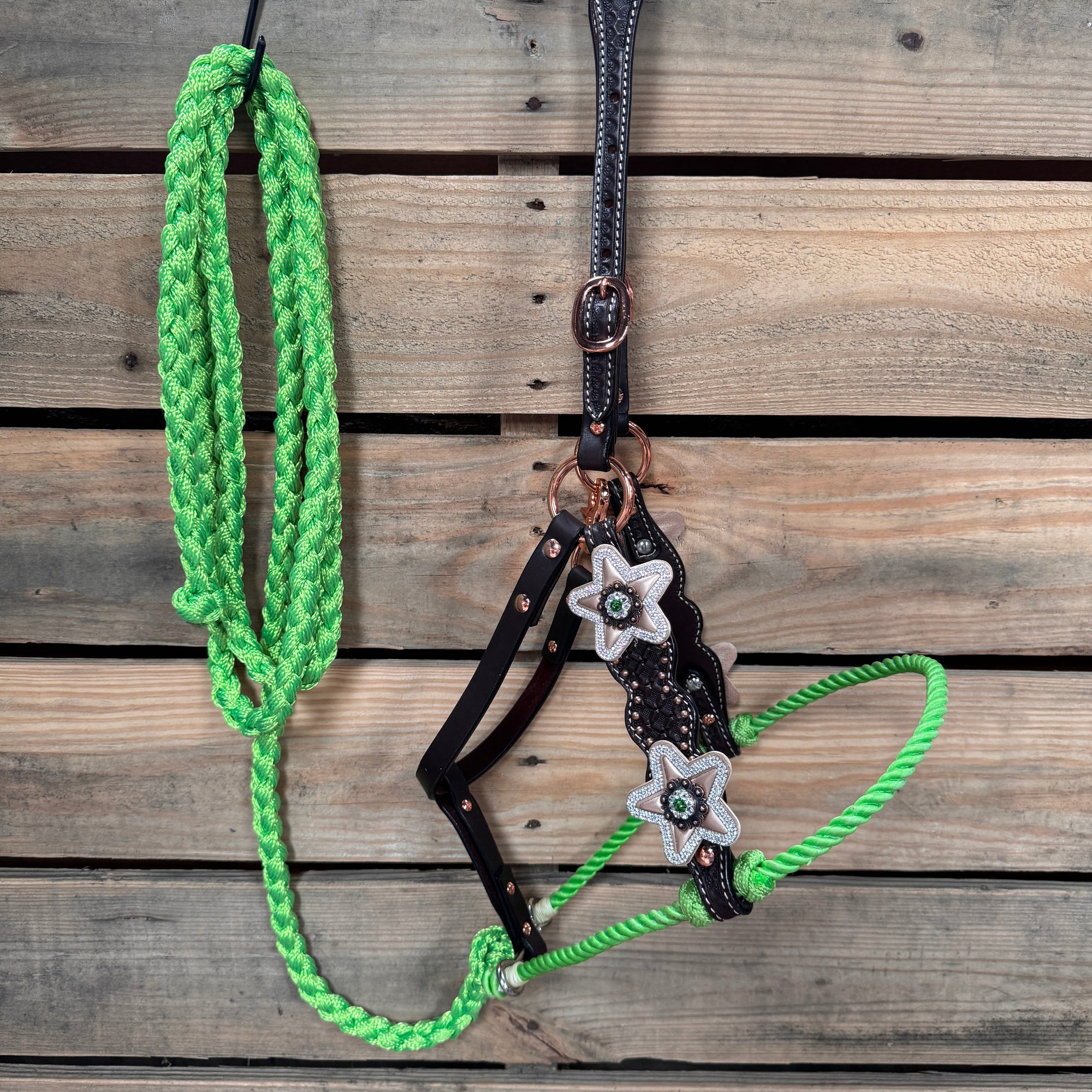 Honeycomb Tooled Lariat &amp; Leather Combo Halter 