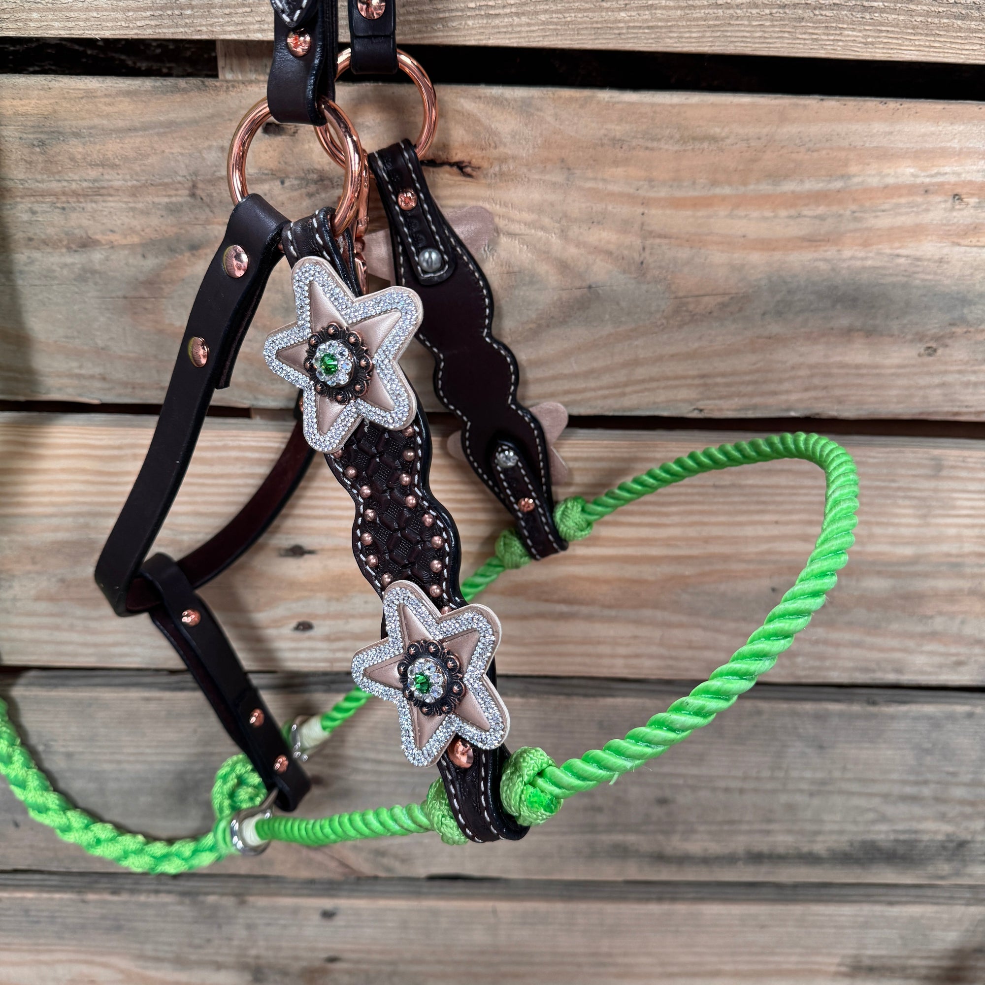Honeycomb Tooled Lariat &amp; Leather Combo Halter 