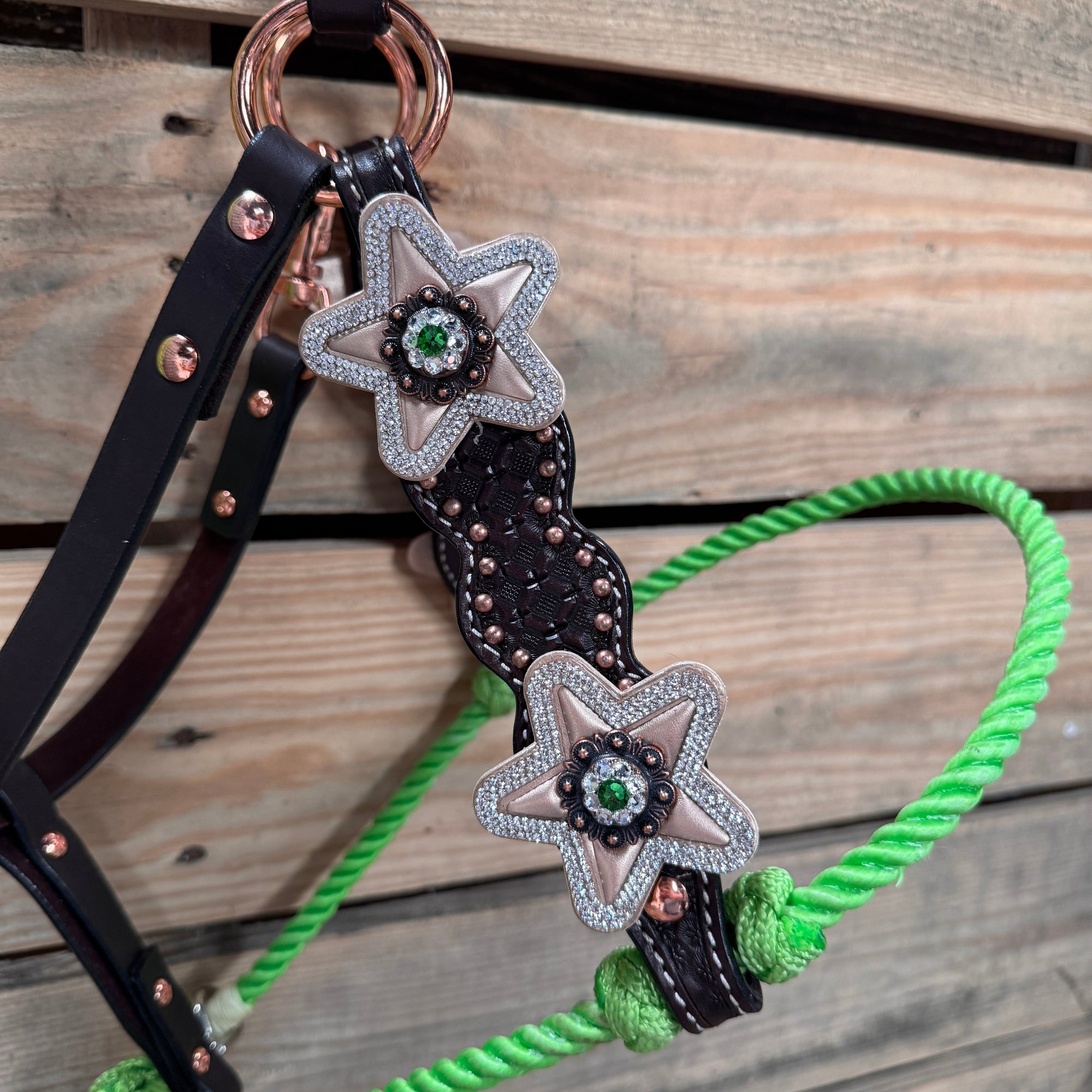 Honeycomb Tooled Lariat &amp; Leather Combo Halter 