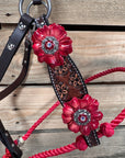 Floral Tooled Lariat & Leather Combo Halter 