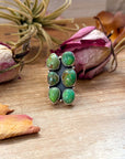 Green Turquoise Sterling Silver Cluster Ring – Size 6