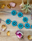 Sterling Silver Kingman Turquoise Flower Lariat Necklace – 25 Inch + 5½ Inch Drop – Native Made by A. Spencer – USA Made
