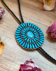 Kingman Turquoise Sterling Silver Bolo Tie – Navajo Handmade by Jesse Williams