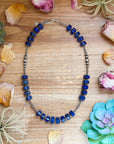 Sterling Silver Pearl & Lapis Necklace – 20”