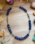 Sterling Silver Pearl & Lapis Necklace – 20”