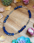 Sterling Silver Pearl & Lapis Necklace – 20”