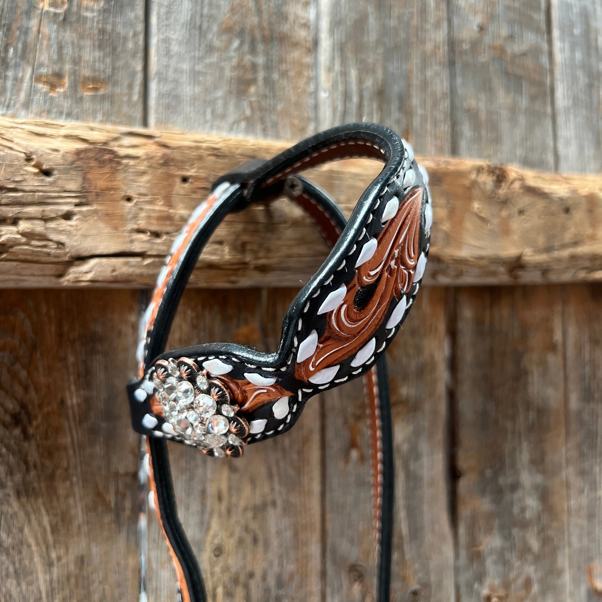 Classic Style Buckstitch Browband/One Ear Headstall &amp; Breastcollar Tack Set BBBC406