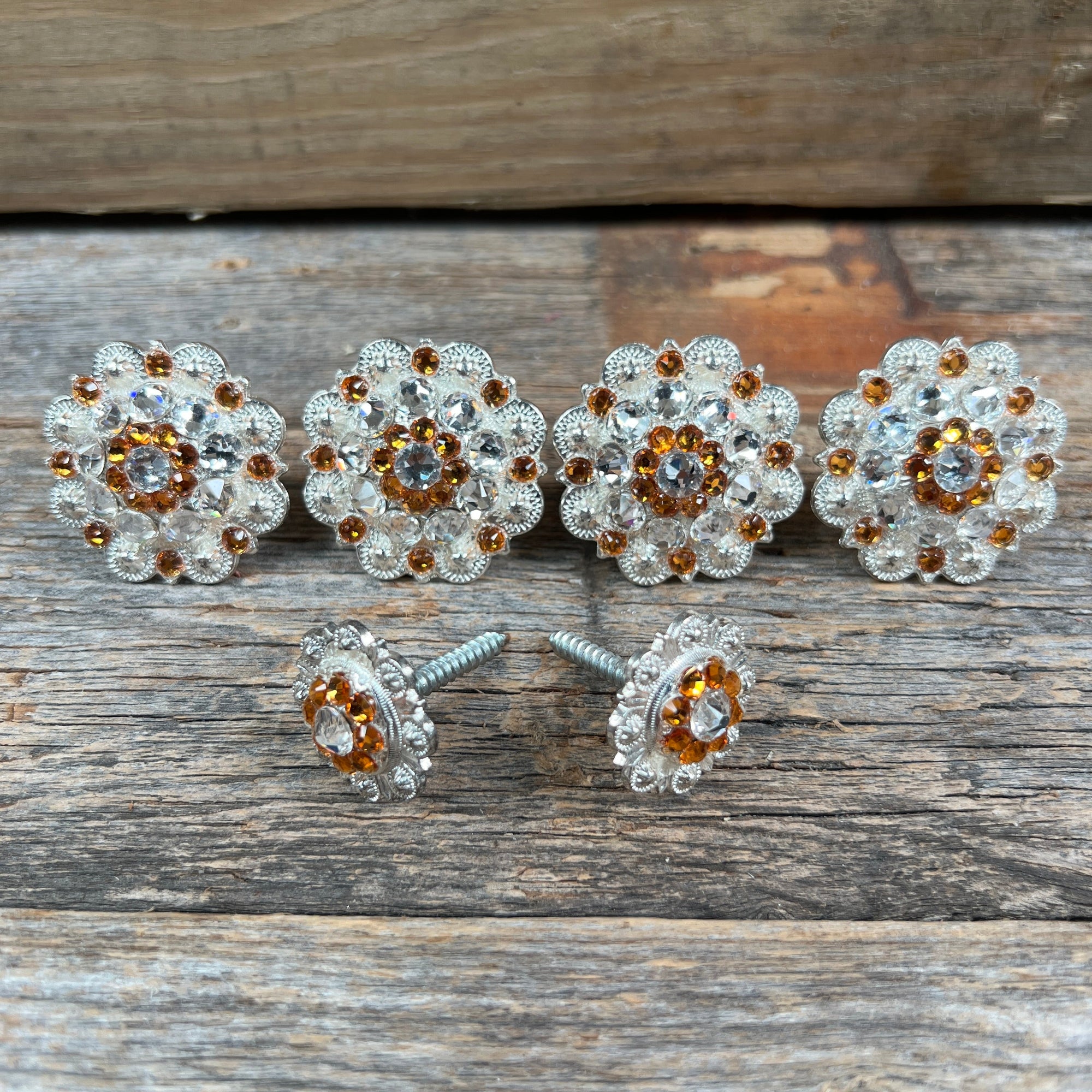 Bright Silver Golden &amp; Clear Saddle Conchos