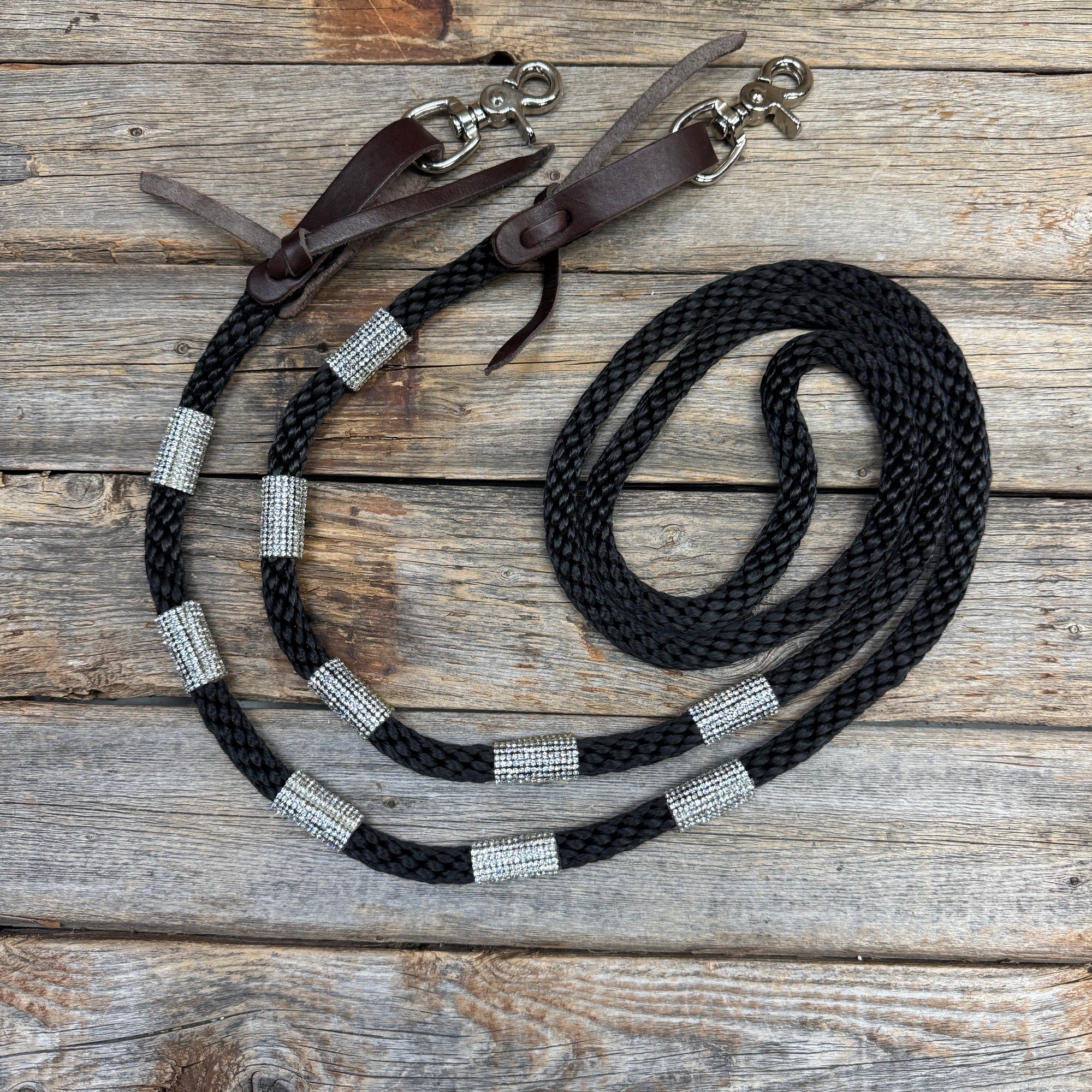 Rhinestone Nylon Barrel Racing Reins 