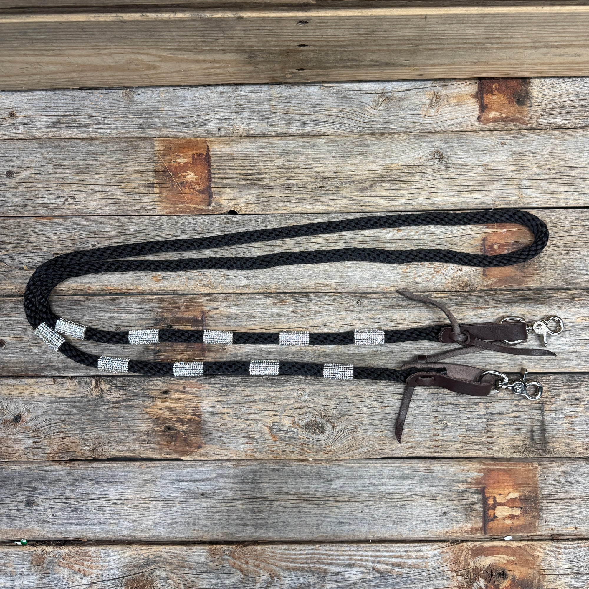 Rhinestone Nylon Barrel Racing Reins 