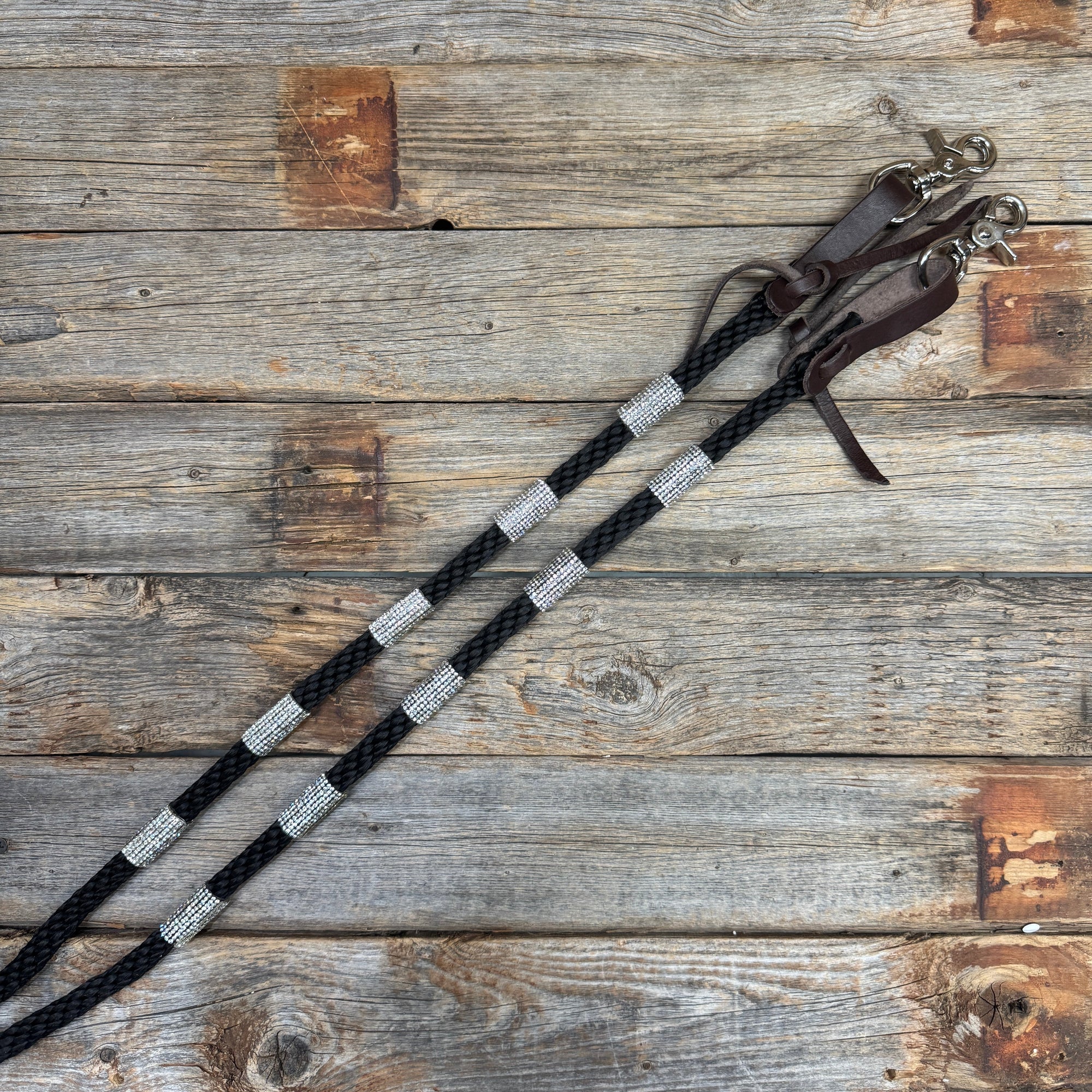 Rhinestone Nylon Barrel Racing Reins 