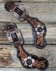 Triple Tone Floral Fuchsia, AB, Lilac Spur Straps 