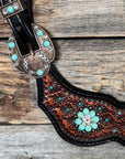 Teal Dot Diamond Copper Turquoise, Clear Spur Straps 
