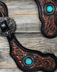 Teal Dot Diamond Antique Silver Turquoise Western Conchos Spur Straps 