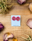Sterling Silver Pink Opal Cluster Earrings