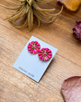 Sterling Silver Pink Opal Cluster Earrings