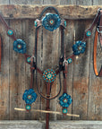 Medium Oil Basketweave Teal, Champagne Browband/One Ear Tack Set  