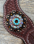Basketweave Spur Straps - Copper Conchos 