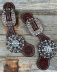 Floral Spur Straps - Copper Conchos 