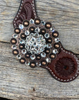 Floral Spur Straps - Copper Conchos 