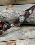 Handcrafted Oil Floral Tooled Wither Strap With Crystal Detailing For Western Riders