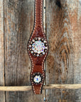 Medium Oil Basketweave AB Browband/One Ear Tack Set  