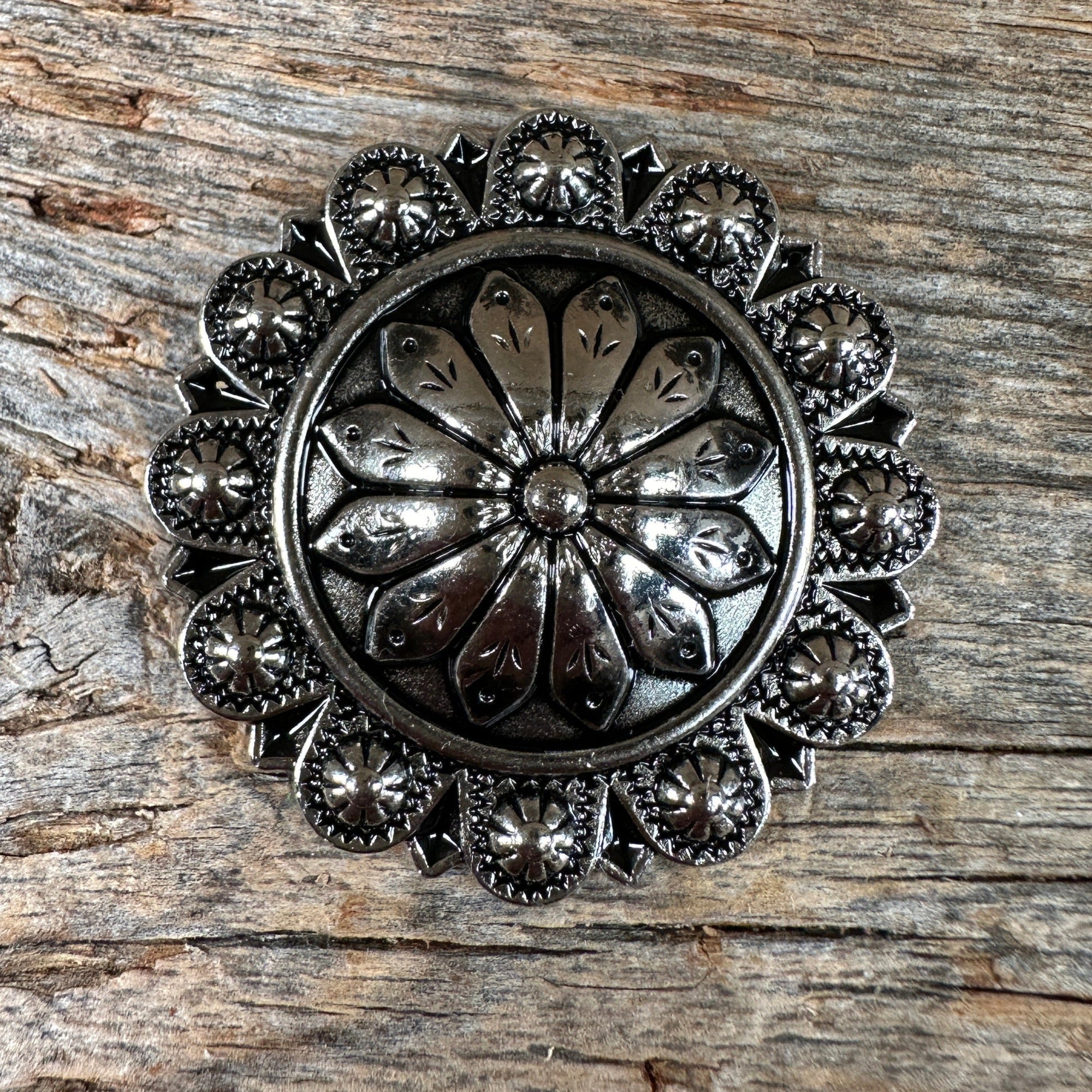 Antique Silver Flower and Berry Concho 1.5"  W226L