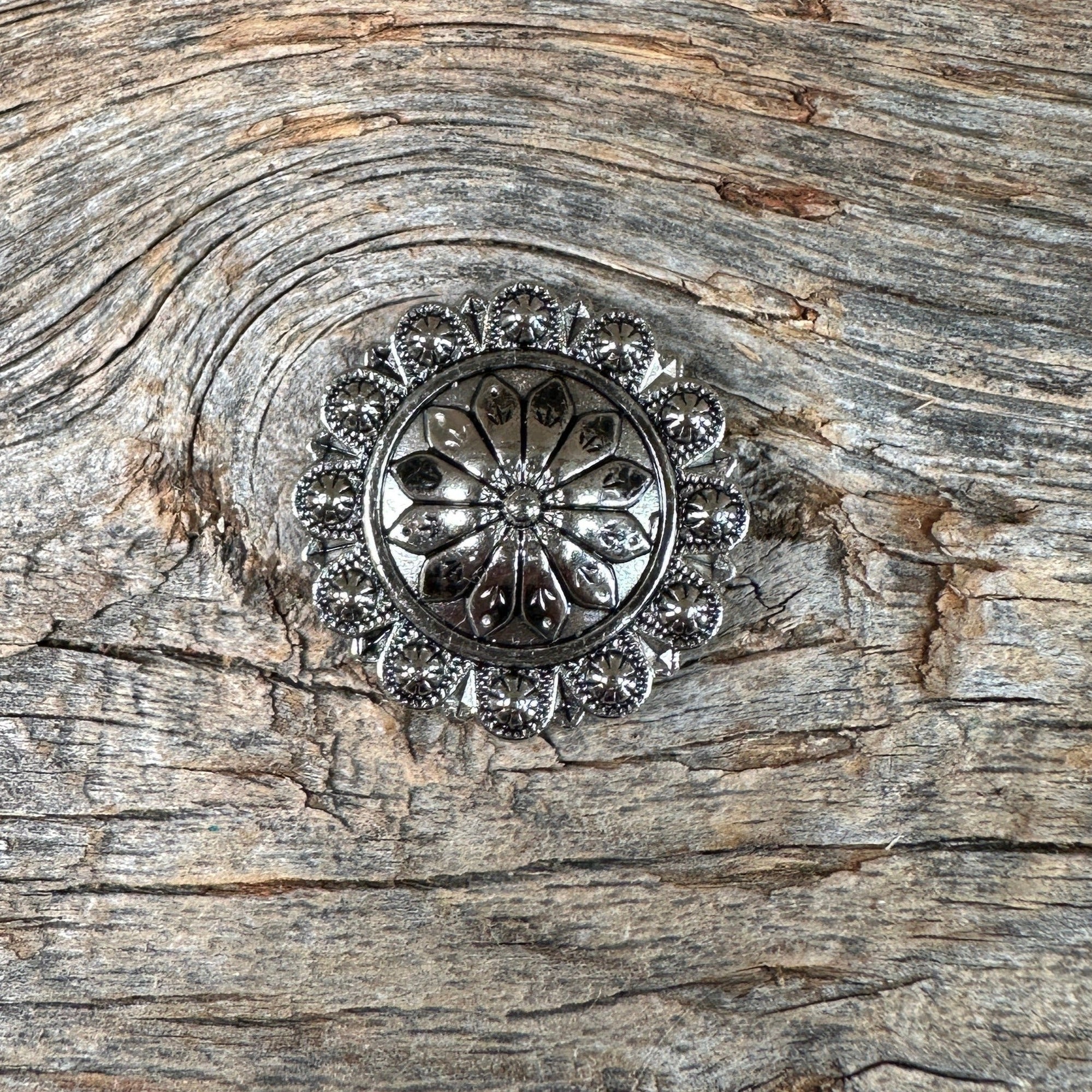 Antique Silver Flower and Berry Concho 1"  W226S