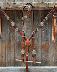 Light Oil Floral Gold Cross, Turquoise Browband/One Ear Breastcollar Tack Set 