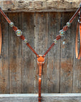 Light Oil Floral Gold Cross, Turquoise Browband/One Ear Breastcollar Tack Set 