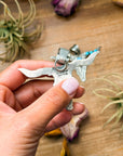 Sterling Silver Longhorn Pendant with Kingman Turquoise – Native Made by Leroy James (Navajo Artist)