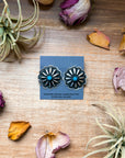 Sterling Silver Concho Earrings with Kingman Turquoise