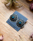 Sterling Silver Concho Earrings with Kingman Turquoise