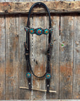 Dark Oil Floral Capri, Fire Opal, Teal Browband/One Ear Breastcollar Tack Set 