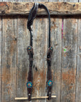 Dark Oil Floral Capri, Fire Opal, Teal Browband/One Ear Breastcollar Tack Set 