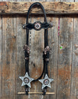 Black Oil Floral Jet and Stars Browband/One Ear Breastcollar Tack Set 