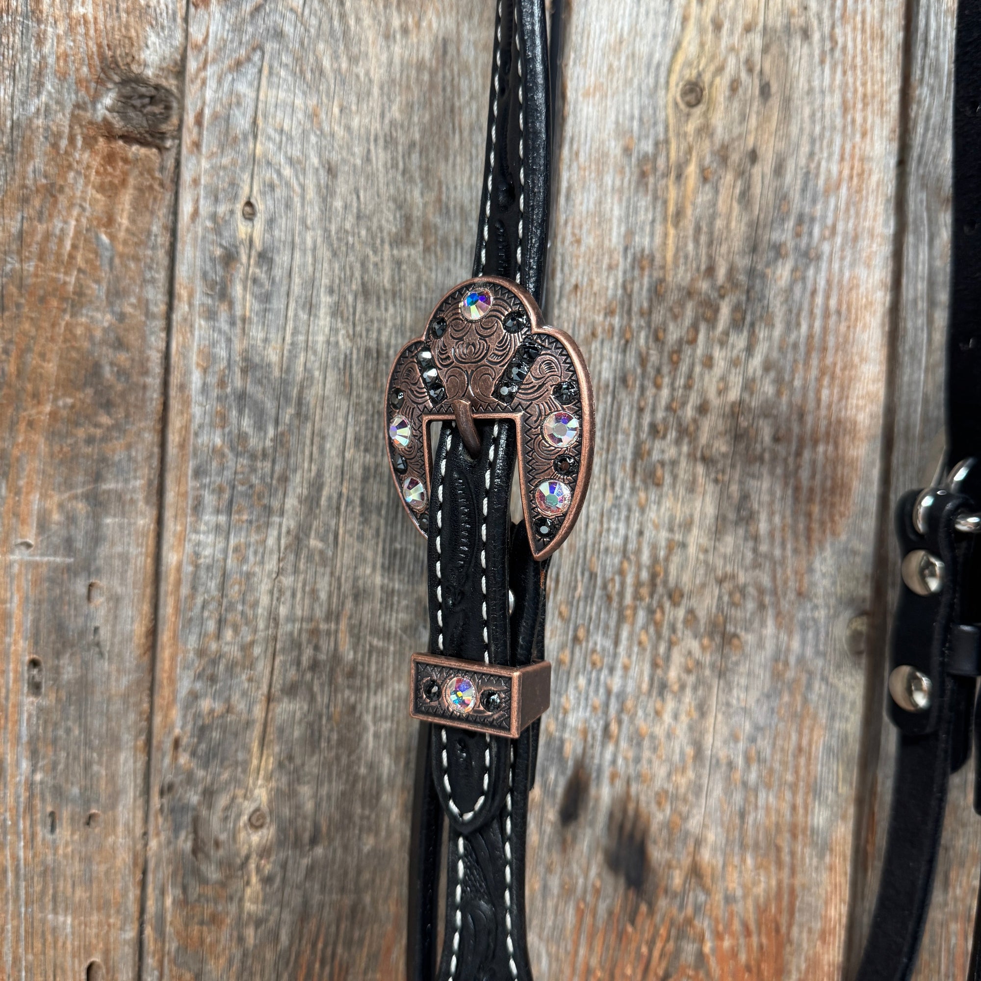 Black Oil Floral Jet and Stars Browband/One Ear Breastcollar Tack Set 