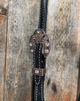Black Oil Floral Jet and Stars Browband/One Ear Breastcollar Tack Set 