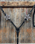 Black Oil Floral Jet and Stars Browband/One Ear Breastcollar Tack Set 