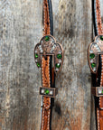 Light Oil Floral Fern, Clear Browband/One Ear Breastcollar Tack Set 