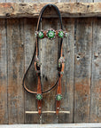 Light Oil Floral Fern, Clear Browband/One Ear Breastcollar Tack Set 