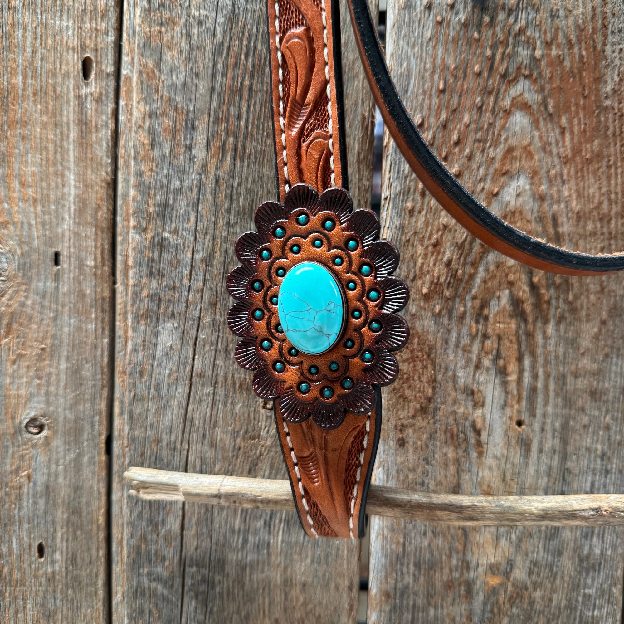 Light Oil V Brow Turquoise Cabochons Browband &amp; Breastcollar Tack Set 